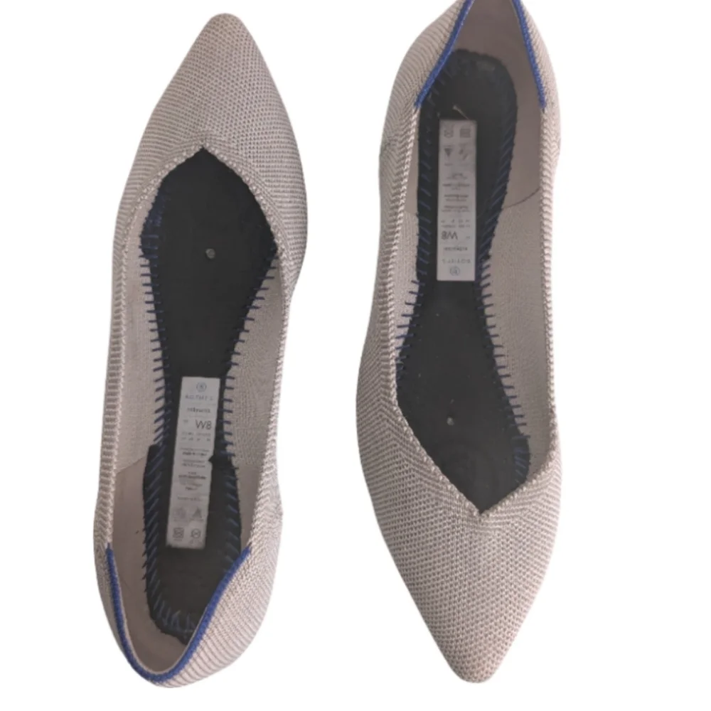 ROTHY'S Flax Birdseye Pointed Toe Flats Size 8W RARE Retired Style Gray Cream